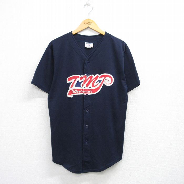 【50%OFF】TMT 90s 半袖ベースボールシャツ ネイビー M | 古着