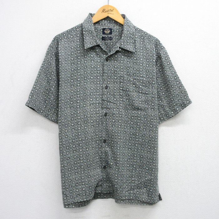 L★古着 ドッカーズ 半袖 シャツ メンズ 00年代 00s 総柄 開襟 オープンカラー 黒他 ブラック 【spe】 25aug06 中古 トップス