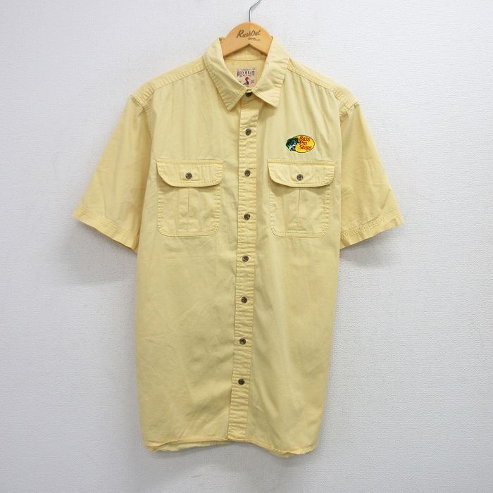 【50%OFF】XL★古着 レッドヘッド 半袖 シャツ メンズ バスプロショップス ロング丈 黄 イエロー 25aug07 中古 トップス