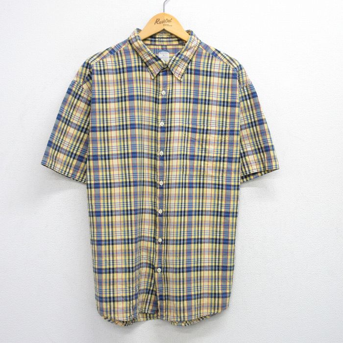 【50%OFF】オールドネイビー 半袖シャツ チェック イエロー XL | 古着