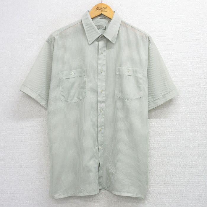 90s 半袖シャツ ストライプ グリーン XL | 古着