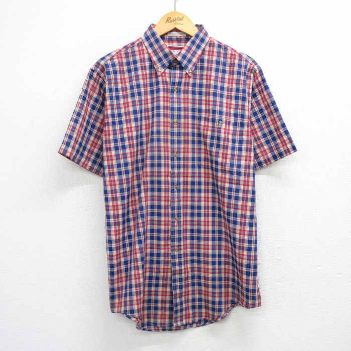 【50%OFF】XL★古着 アロー 半袖 シャツ メンズ 80年代 80s USA製 紺他 ネイビー チェック 25aug09 中古 トップス