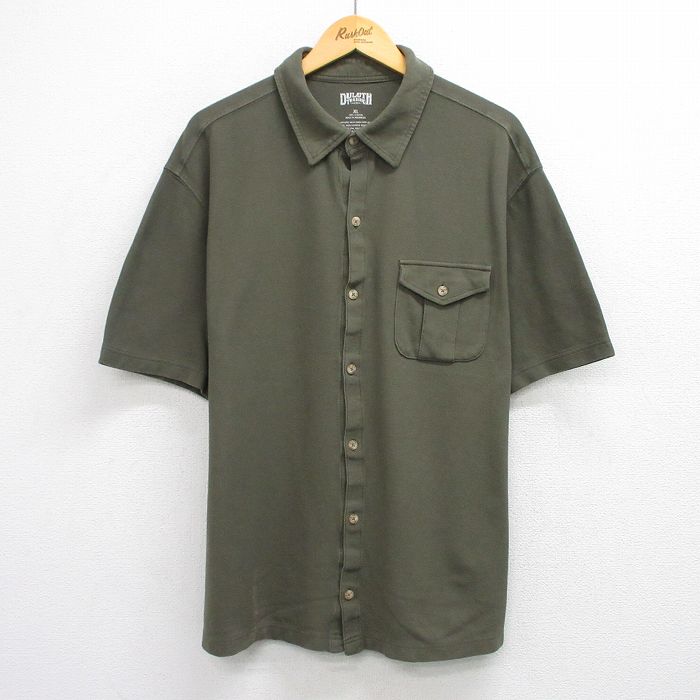 XL★古着 DULUTH TRADING 半袖 シャツ メンズ 大きいサイズ コットン 薄緑 グリーン 25aug09 中古 トップス