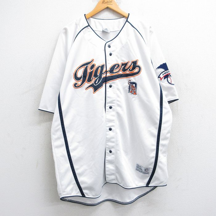 XL★古着 半袖 ベースボール シャツ メンズ MLB デトロイトタイガース ラグラン 大きいサイズ ロング丈 白 ホワイト メジャーリーグ 野球 【spe】 25aug13 中古 トップス
