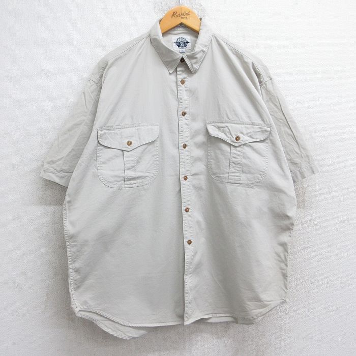 XL★古着 ドッカーズ 半袖 シャツ メンズ 90年代 90s ワンポイントロゴ 大きいサイズ コットン 薄ベージュ カーキ 25aug13 中古 トップス