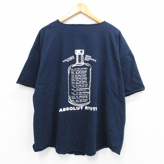 XL★古着 半袖 ベースボール シャツ メンズ 90年代 90s Ryots ビン 大きいサイズ コットン USA製 紺 ネイビー 25aug19 中古 トップス