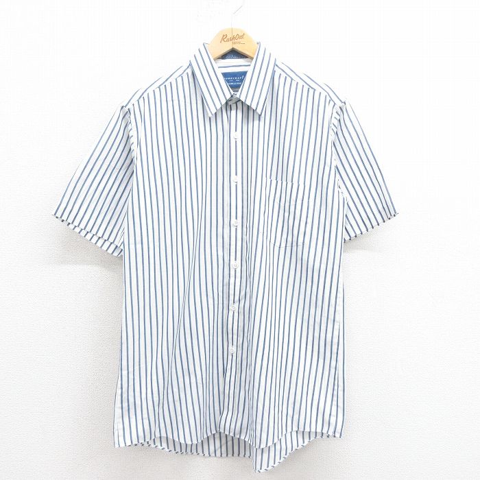 L★古着 タウンクラフト 半袖 シャツ メンズ 90年代 90s 白他 ホワイト ストライプ 25aug22 中古 トップス