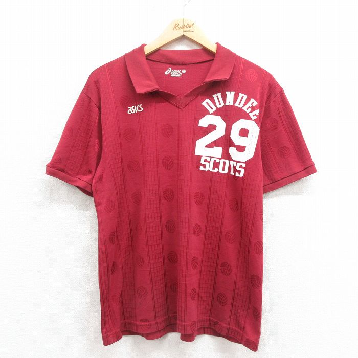 アシックス 00s 半袖Tシャツ DUNDEE バーガンディ S | 古着