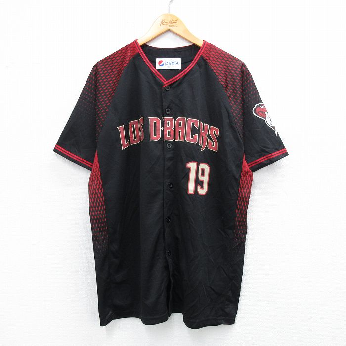 【50%OFF】XL★古着 半袖 ベースボール シャツ メンズ MLB アリゾナダイヤモンドバックス 19 ラグラン PEPSI 黒他 ブラック メジャーリーグ 野球 25aug23 中古 トップス