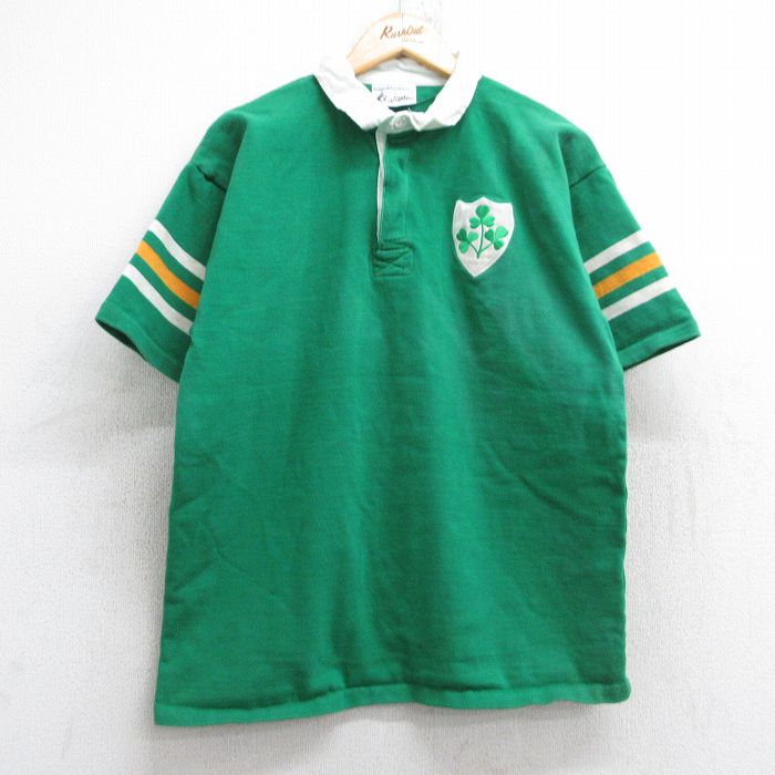 M★古着 半袖 ラガー シャツ メンズ 90年代 90s クローバー ことtン USA製 緑 グリーン 25aug29 中古 トップス