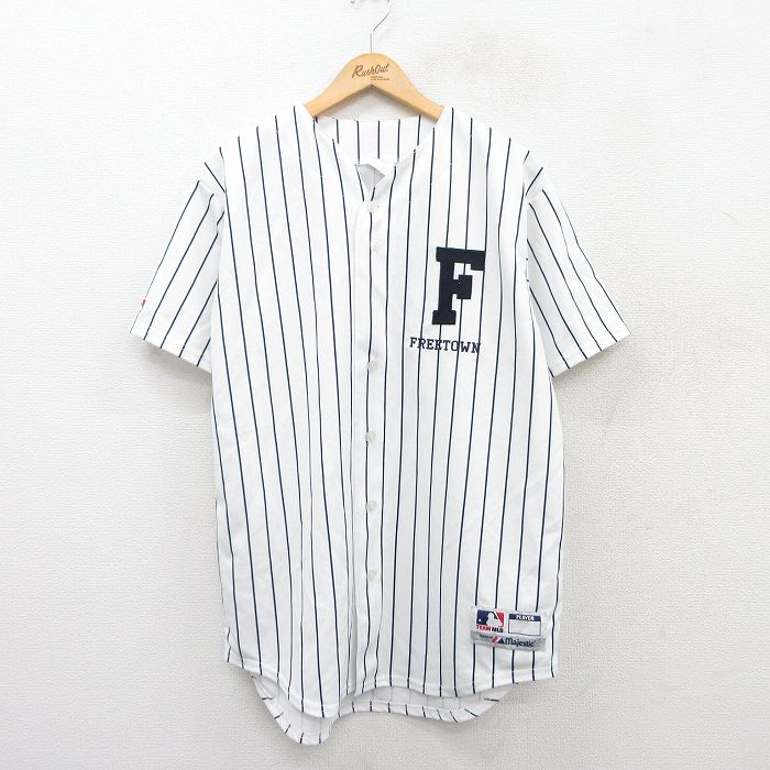 L★古着 マジェスティック 半袖 ベースボール シャツ メンズ 90年代 90s MLB フリータウン SOUZA USA製 白他 ホワイト メジャーリーグ 野球 25sep01 中古 トップス