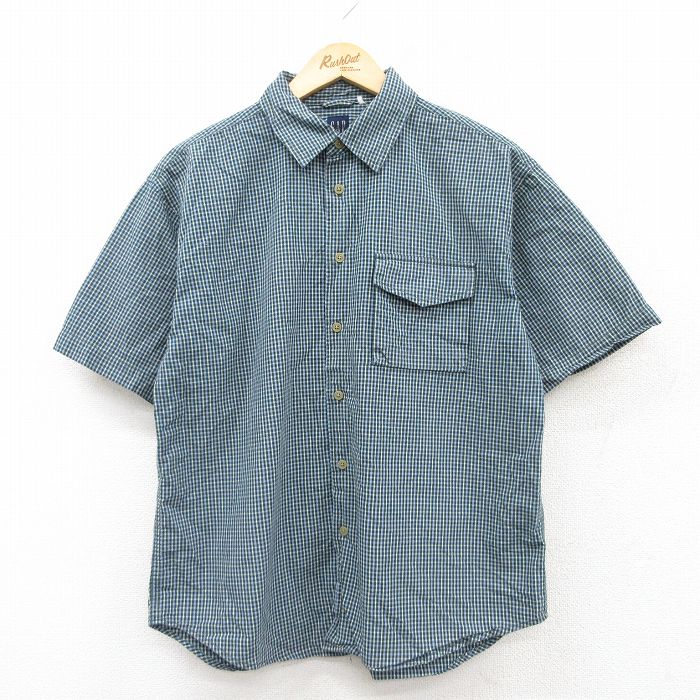 【20%OFF】M★古着 ギャップ GAP 半袖 シャツ メンズ 00年代 00s 緑他 グリーン チェック 25sep01 中古 トップス