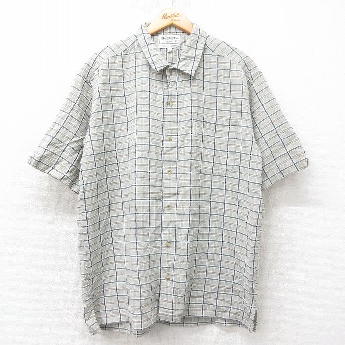 XL★古着 コロンビア COLUMBIA 半袖 シャツ メンズ 00年代 00s シアサッカー コットン グレー系他 チェック 25sep02 中古 トップス