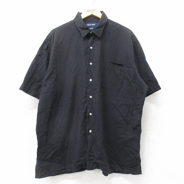 XL★古着 ラルフローレン Ralph Lauren ポロゴルフ 半袖 ブランド シャツ メンズ 90年代 90s CHAMBERS 大きいサイズ コットン 黒 ブラック 【spe】 25sep02 中古 トップス