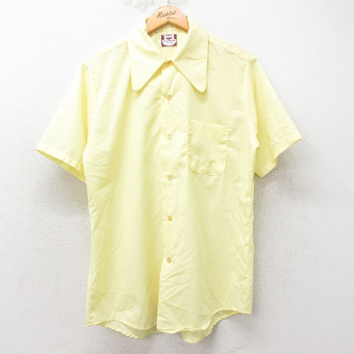 M★古着 半袖 シャツ メンズ 70年代 70s USA製 黄 イエロー 25sep02 中古 トップス
