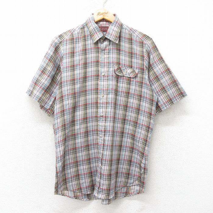 M★古着 リーバイス Levis 半袖 シャツ メンズ 90年代 90s USA製 グレー他 チェック 25sep02 中古 トップス