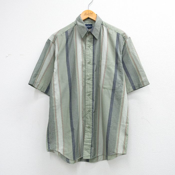 L★古着 ピューリタン 半袖 シャツ メンズ 緑他 26mar31