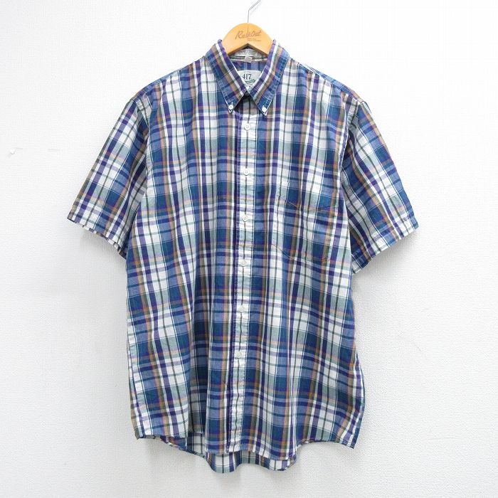 バンヒューセン 90s 半袖シャツ ブルーチェック XL | 古着