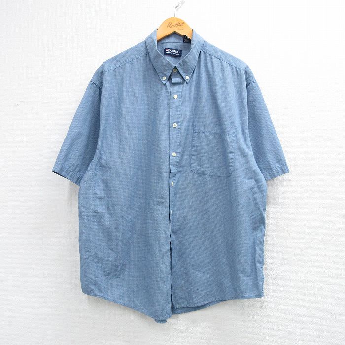XL★古着 ピューリタン 半袖 シャツ メンズ 00年代 00s 大きいサイズ ボタンダウン 薄青 26mar31
