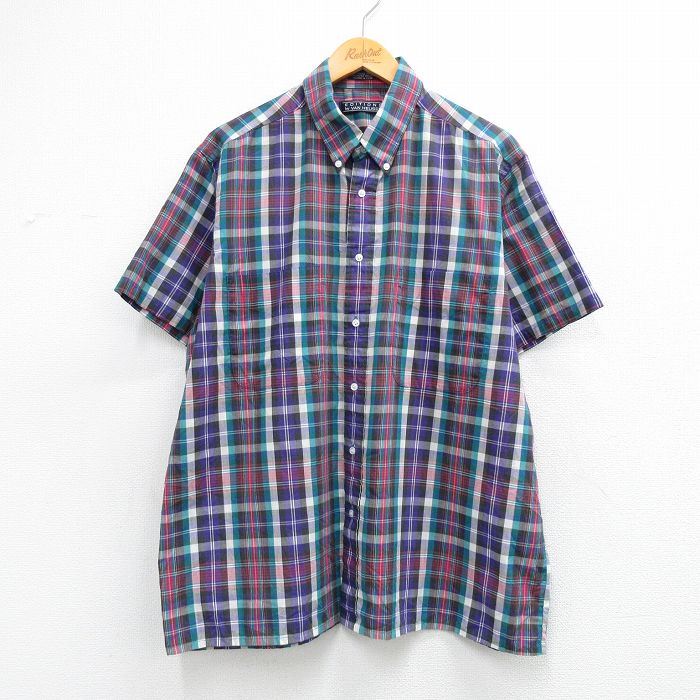 バンヒューセン 80s 半袖シャツ パープルチェック XL | 古着