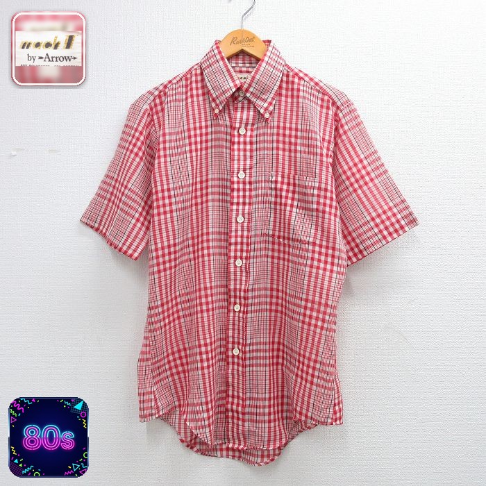 【20%OFF】アロー 80s 半袖シャツ レッドチェック メンズM相当 | 古着