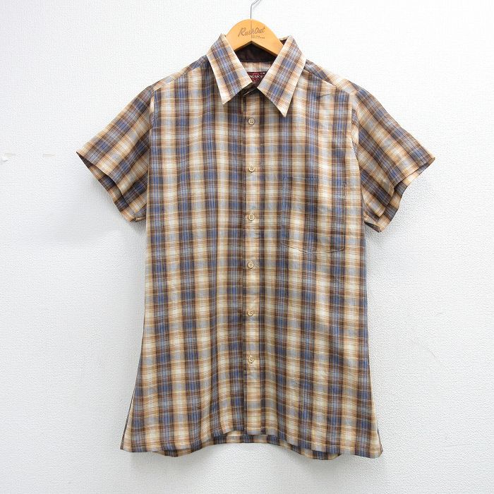 90s 半袖シャツ ブラウンチェック L | 古着