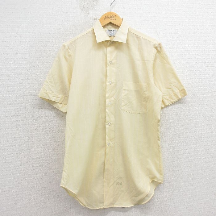 M★古着 アロー 半袖 シャツ メンズ 80年代 80s USA製 薄黄他 ストライプ 26apr06