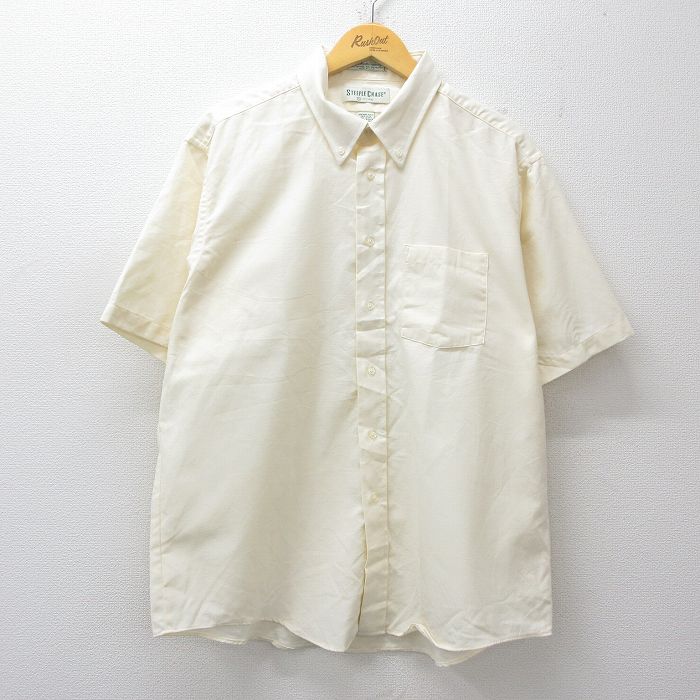 XL★古着 半袖 シャツ メンズ 90年代 90s ボタンダウン USA製 生成り 26apr10