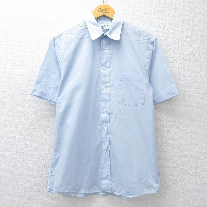 M★古着 アロー 半袖 シャツ メンズ 90年代 90s USA製 薄紺 26apr10
