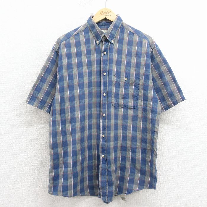 エディーバウアー 00s 半袖シャツ ネイビーチェック XL | 古着