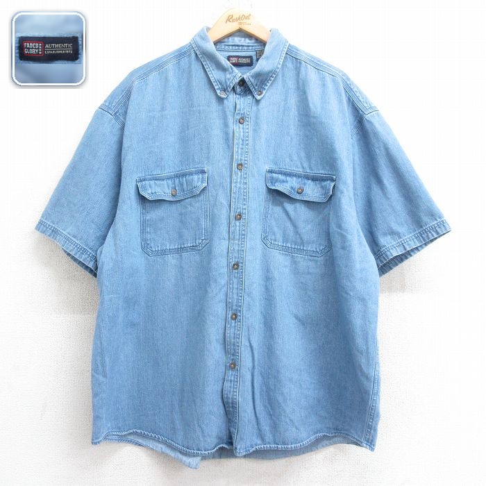 FADED GLORY 半袖シャツ デニム ネイビー メンズXL相当 | 古着