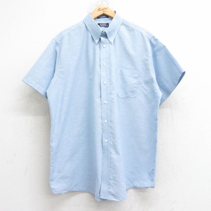 XL★古着 半袖 シャツ メンズ 00年代 00s オックスフォード 大きいサイズ ロング丈 ボタンダウン 薄紺 26apr14