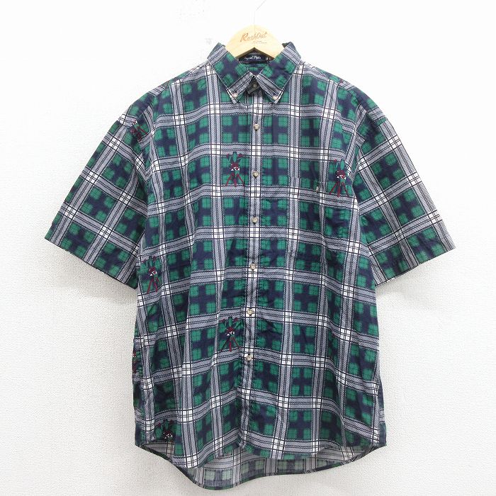 GANT 00s 半袖シャツ ヨット グリーンチェック XL | 古着