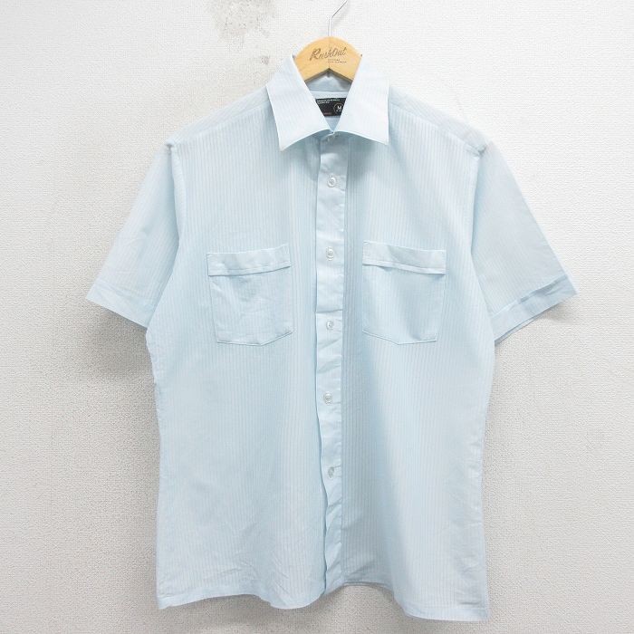 L★古着 JCペニー 半袖 シャツ メンズ 80年代 80s 薄紺他 ストライプ 26apr15