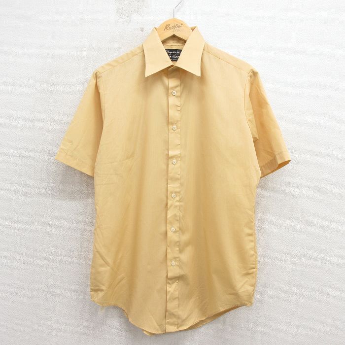 L★古着 バンヒューセン 半袖 シャツ メンズ 70年代 70s 黄系 26apr15