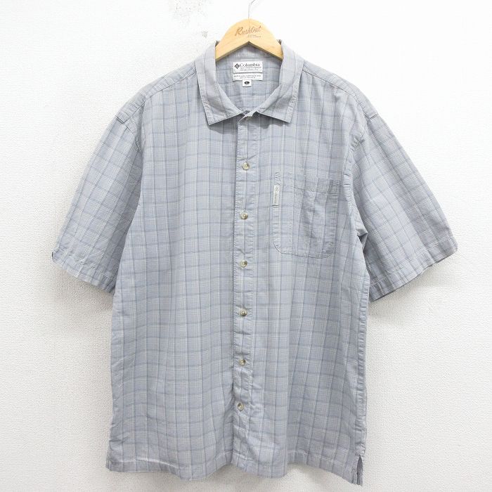 XL★古着 コロンビア 半袖 シャツ メンズ 00年代 00s 大きいサイズ コットン グレー他 チェック 26apr15