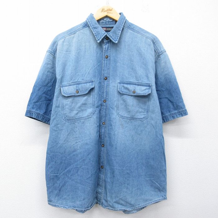 XL★古着 FADED GLORY 半袖 シャツ メンズ 00年代 00s コットン 紺 26apr16