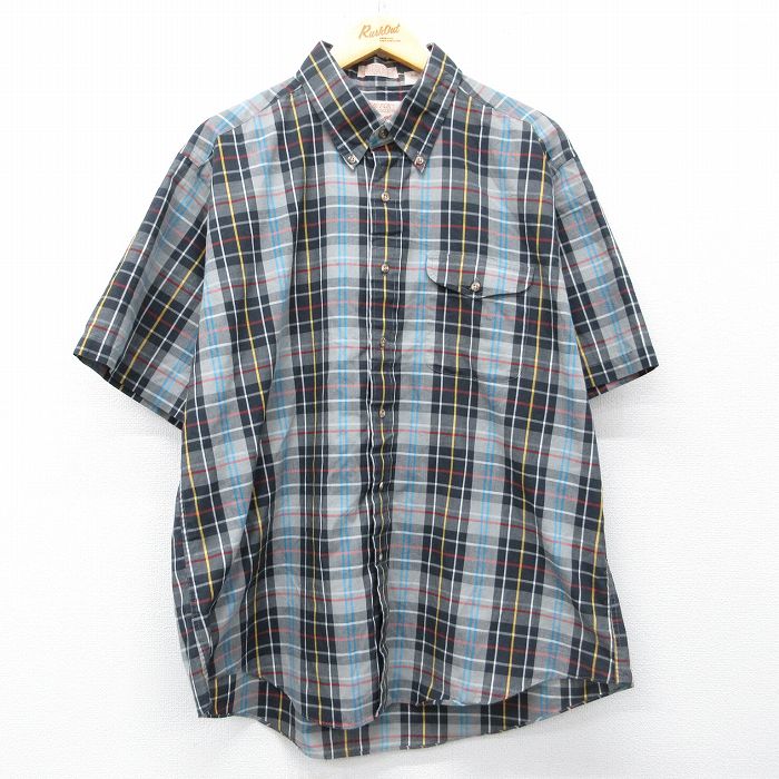 XL★古着 ザフォックスコレクション THE FOX COLLECTION 半袖 シャツ メンズ 90年代 90s 大きいサイズ ボタンダウン グレー他 チェック 26apr16
