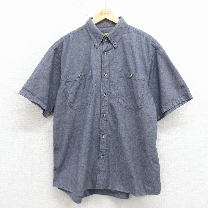 XL★古着 カベラス 半袖 シャツ メンズ 00年代 00s コットン ボタンダウン 濃グレー 26apr17