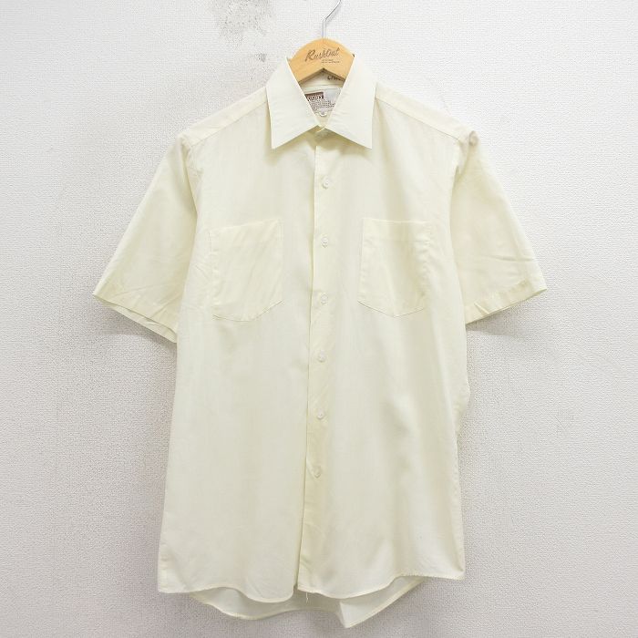 M★古着 モンゴメリーワード 半袖 シャツ メンズ 80年代 80s 薄黄 26apr17