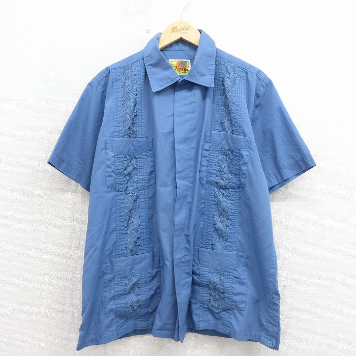 HABAND 00s 半袖シャツ 刺繍 ネイビー XL | 古着