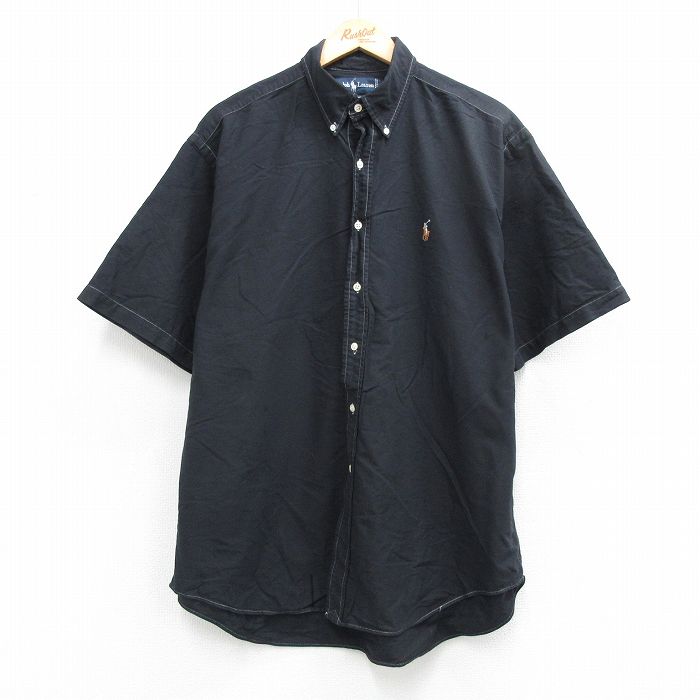 ラルフローレン 90s 半袖シャツ ワンポイントロゴ ブラック メンズXL相当 | 古着