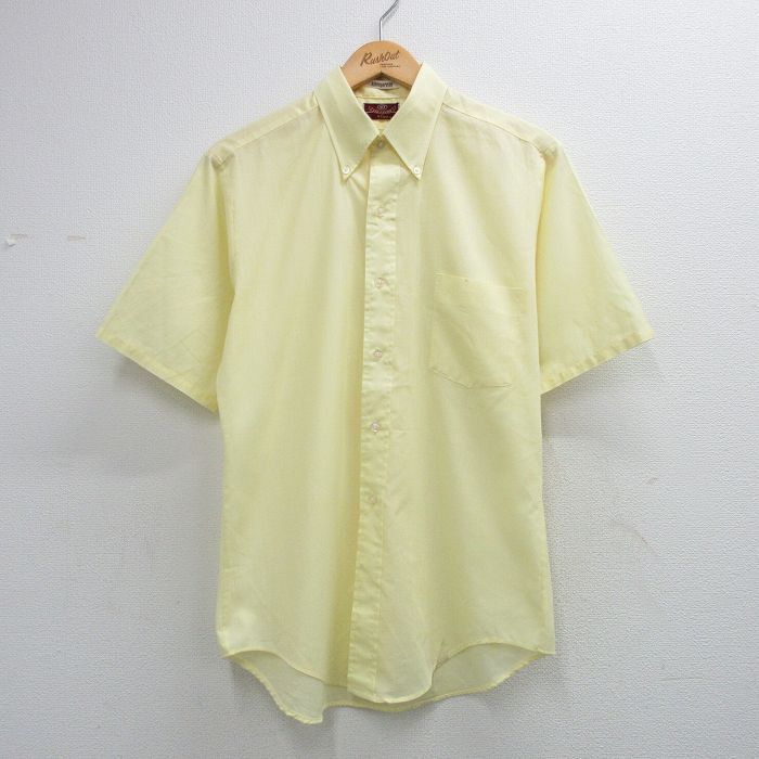 M★古着 バンヒューセン 半袖 シャツ メンズ 70年代 70s ボタンダウン 黄 26apr21