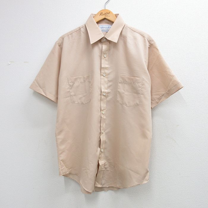 XL★古着 シアーズ 半袖 シャツ メンズ 80年代 80s ベージュ他 ストライプ 26apr21