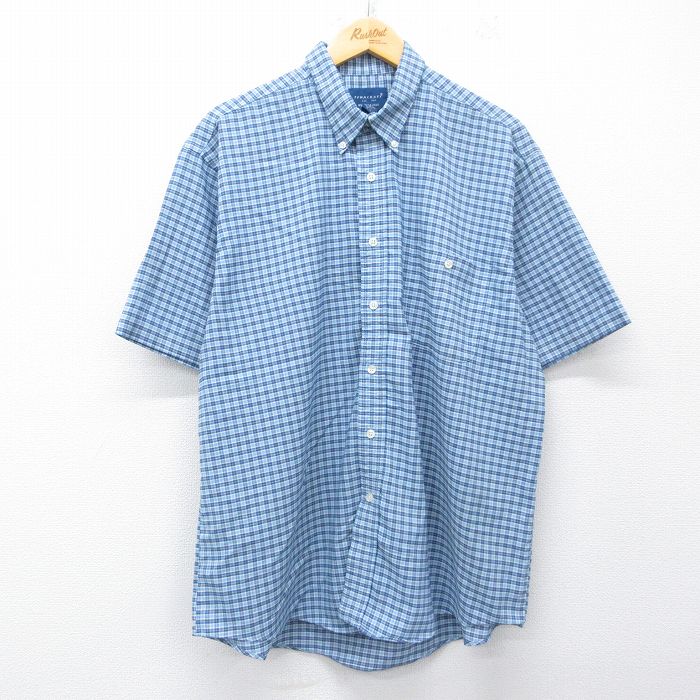 タウンクラフト 90s 半袖シャツ チェック ネイビー メンズXL相当 | 古着
