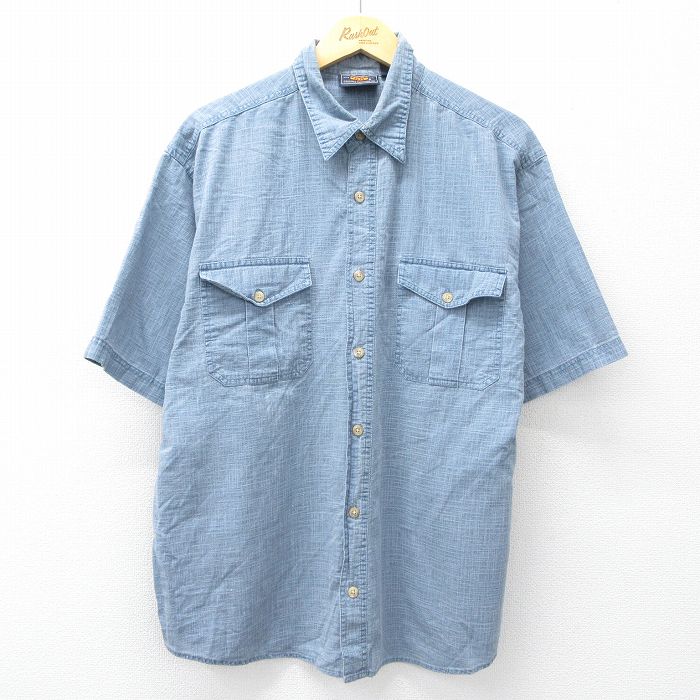 XL★古着 ルート66 半袖 シャツ メンズ 00年代 00s コットン 薄紺系 26apr22