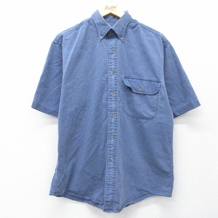 ランズエンド 90s 半袖シャツ ネイビー メンズL相当 | 古着