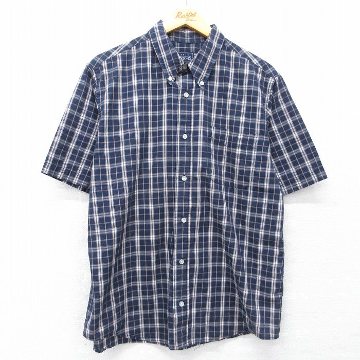 L★古着 ベーシックエディションズ 半袖 シャツ メンズ 90年代 90s ボタンダウン 紺他 チェック 26apr24