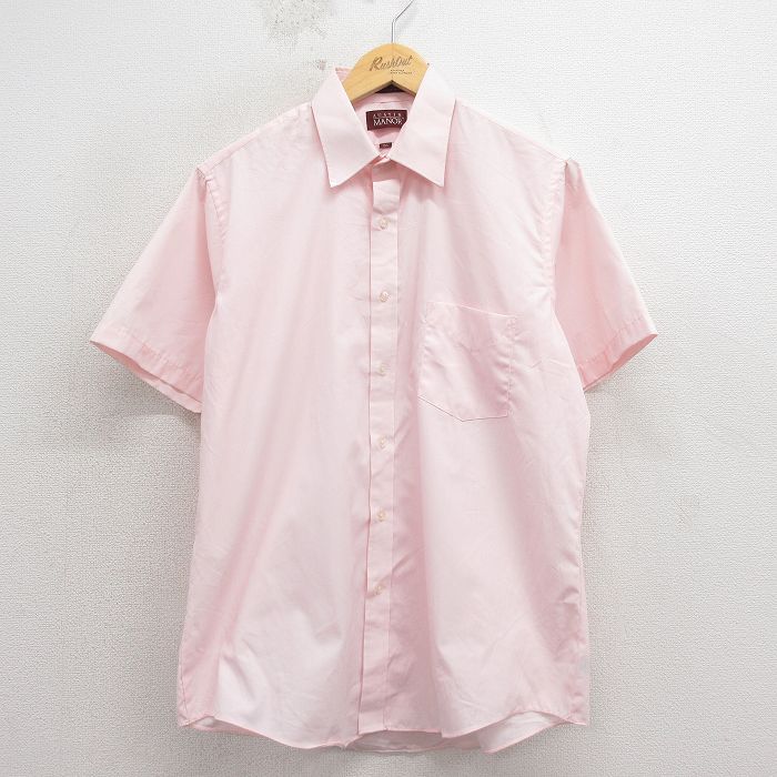 L★古着 半袖 シャツ メンズ 80年代 80s ピンク 26apr25