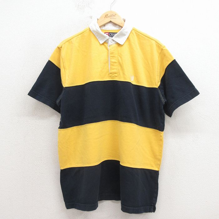 L★古着 ラルフローレン チャップス 半袖 ブランド ラガー シャツ メンズ 90年代 90s ワンポイントロゴ コットン 黒他 26apr25